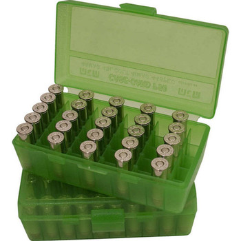 FLIP TOP PISTOL AMMO BOX 40S&W-45ACP 50 ROUND TRNSLSNT GREEN