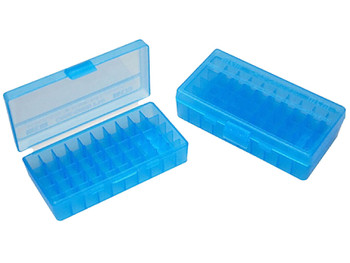MTM Case-Gard P509M24 Ammo Box Flip-Top Multi Caliber Handgun Clear Blue Polypropylene 50rd