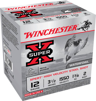Winchester Super-X 12 Gauge Shotshell Ammunition, 3 1/2 Inch, 1550 FPS, 1 3/8 Ounce, #2 Shot - 25 Cartridge Box ( 25 / 1 )