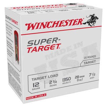 Winchester USA Super Target 12 Gauge Shotshell Ammunition, 2 3/4 Inch, 1350 FPS, 1 Ounce, #7 1/2 Shot - 25 Cartridge Box ( 25 / 1 )