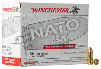 Winchester USA White Box Standard Velocity Centerfire Ammunition, 9mm Luger, Full Metal Jacket, 124 Grain - 150 Cartridge Box ( 150 / 1 )