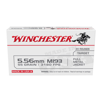 Winchester Ammo WM193150 USA  5.56x45mm NATO 55 gr 3270 fps Full Metal Jacket FMJ 150 Bx4 Cs Value Pack UPC: 020892225008