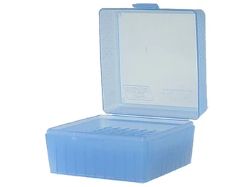 MTM Case-Gard RS10024 Ammo Box Flip-Top Multi Caliber Clear Blue Polypropylene 100rd