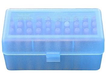 MTM Case-Gard RSLD5024 Ammo Box Flip-Top Multi Caliber Clear Blue Polypropylene 50rd