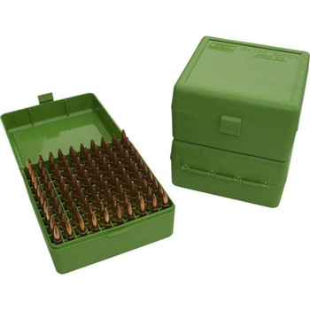 FLIP TOP RIFLE AMMO BOX 22 BR-308 WINCHESTER 100 ROUND GREEN