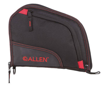 Allen 7738 AutoFit  Handgun Case Black Endura wRed Trim Foam Padding Knit Lining Mag Sleeve Storage Pocket  Lockable Zipper 9 L UPC: 026509025986