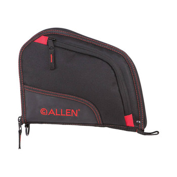 Allen 7738 AutoFit  Handgun Case Black Endura wRed Trim Foam Padding Knit Lining Mag Sleeve Storage Pocket  Lockable Zipper 9 L UPC: 026509025986