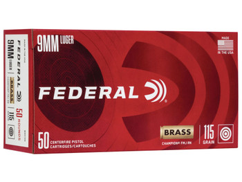 Federal WM5199 Champion Training 9mmLuger 115gr Full Metal Jacket 50 Per Box/20 Case