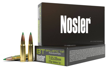 Nosler Ballistic Tip Hyper Velocity Centerfire Ammunition, 7.62 x 39mm, Spitzer Ballistic Tip, 123 Grain - 20 Cartridge Box ( 20 / 1 )