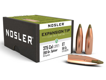 Nosler 59379 E-Tip 375Cal 260gr Spitzer Boat Tail 50/Box