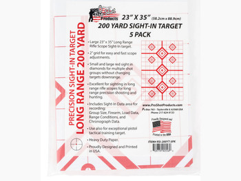 Pro-Shot RSI200YT5PK SplatterShot Sight-In Diamond Hanging Heavy Paper 200 yds 23" x 35" White/Red 5 Pack