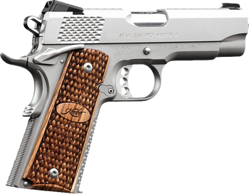 Kimber Mfg.,inc 3200195 Stainless Pro Raptor II 45ACP 8+1 4" Stainless Steel Slide Satin Silver Zebrawood w/ Scale Pattern and Kimber Logo Grip                                                         