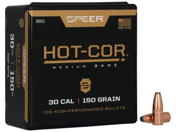 Speer 2011 Hot-Cor 30Cal 150gr Soft Point Flat Nose 100 Per Box/5 Case