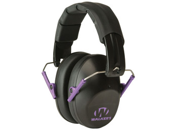 Walker's GWPFPM1BKPU Pro Low Profile Passive Muff 22 dB Over the Head Black/Purple Accent Polymer