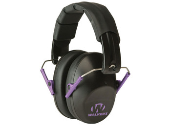 Walker's GWPFPM1BKPU Pro Low Profile Passive Muff 22 dB Over the Head Black/Purple Accent Polymer