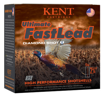 Kent Cartridge K122UFL404 Ultimate Fast Lead 12 Gauge 2.75 1 38 oz 4 Shot 25 Per Box 10 UPC: 656308402147