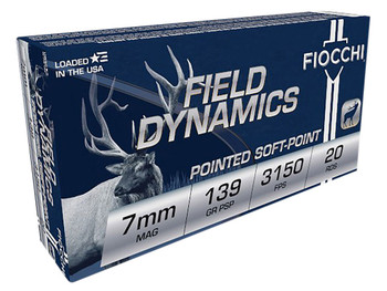 Fiocchi 7RMA Field Dynamics 7mmRemMag 139gr Pointed Soft Point 20 Per Box/10 Case