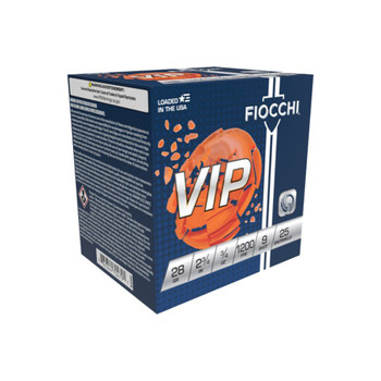 Fiocchi 28VIP9 Exacta Target VIP 28 Gauge 2.75 34 oz 1200 fps 9 Shot 25 Bx10 UPC: 762344704791