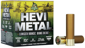 HEVI-Shot Hevi-Metal 12 Gauge Shotshell Ammunition, 3 1/2 Inch, 1500 FPS, 1 1/2 Ounce, #2 Shot - 25 Cartridge Box ( 25 / 1 )