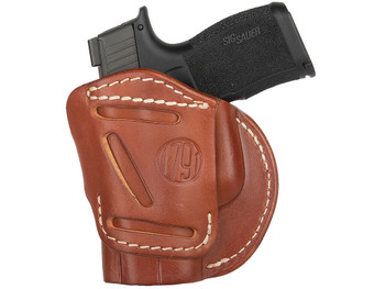 1791 Gunleather 4WH3CBRR 4-Way IWB/OWB Size 03 Classic Brown Leather Belt Clip Compatible w/Glock 26/Ruger LC9/S&W M&P Shield 2.0 9/40 Right Hand