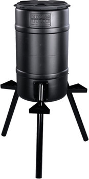 On Time 71540 Buckeye Gravity Feeder made of Polyethylene with 200 lbs Capacity 2 Metal Legs 3 Feeding Stations Removable Lid  Accepts All Types of Feed UPC: 797539715405