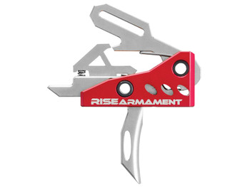 Rise Armament RA535APT RA-535 High Performance Single-Stage Straight Trigger with 3.50 lbs Draw Weight & Silver/Red Hardcoat Anodized Finish for AR-Platform