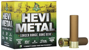 HEVI-Shot Hevi-Metal 12 Gauge Shotshell Ammunition, 3 1/2 Inch, 1500 FPS, 1 1/2 Ounce, #4 Shot - 25 Cartridge Box ( 25 / 1 )