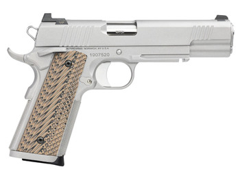 Dan Wesson 01815 Specialist 10mm Auto Caliber with 5" Barrel, 8+1 Capacity, Overall Stainless Steel Finish, Picatinny Rail & Beavertail Frame, Serrated Bead Blasted Slide & Black/Brown G10 Grip