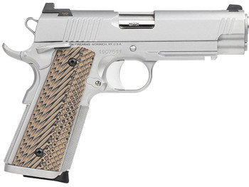 Dan Wesson 01809 Specialist Commander 45 ACP 8+1 4.25" Stainless Steel Barrel, Bead Blasted Serrated Stainless Steel Slide & Frame w/Beavertail & Picatinny Rail, Black/Brown G10 Grip, Ambidextrous