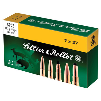 Sellier & Bellot Rifle Hyper Velocity Centerfire Ammunition, 7mm Mauser, Soft Point Cut Through Edge, 173 Grain - 20 Cartridge Box ( 20 / 1 )