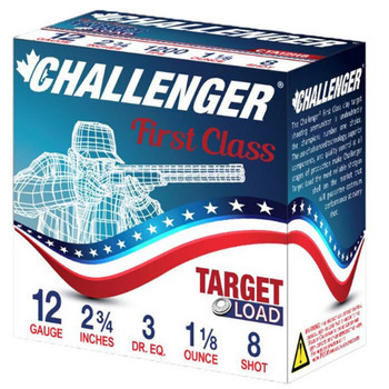 Challenger Target Load 12 Gauge Shotshell Ammunition, 2 3/4 Inch, 1200 FPS, 1 Ounce, #8 Shot - 250 Cartridge Case ( 25 / 10 / 1 )