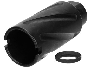 TacFire MZ1007N Spiral Fluted Muzzle Brake Black Oxide Steel with 1/2"-28 tpi Threads, 2.60" OAL & 1.12" Diameter for 5.56x45mm NATO AR-15