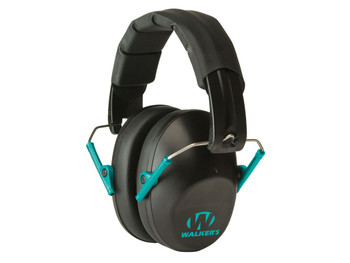 Walker's GWPFPM1BKTL Pro Low Profile Passive Muff 22 dB Over the Head Black/Teal Accent Polymer