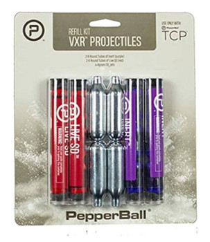 PepperBall 970010216 TCP VXR Projectile Refill Kit Red Purple Includes CO2 Cartridges UPC: 849176002162