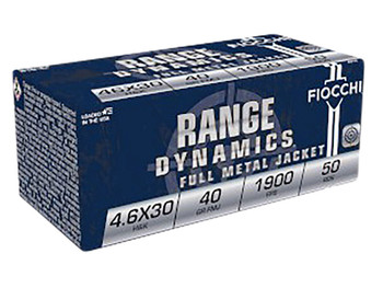 Fiocchi 46EXA Range Dynamics 4.6x30mmH&K 40gr Full Metal Jacket 50 Per Box/20 Case