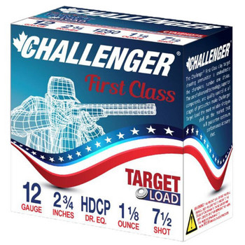 Challenger Target Load 12 Gauge Shotshell Ammunition, 2 3/4 Inch, 1250 FPS, 1 1/8 Ounce, #7 1/2 Shot - 250 Cartridge Case ( 25 / 10 / 1 )
