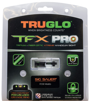 TruGlo TG13SG3PC TFX Pro  Black  Green Tritium  Fiber Optic Orange Outline Front Sight Green Tritium  Fiber Optic Rear Sight UPC: 788130026038
