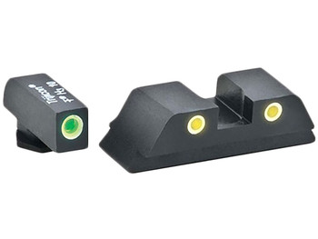 AmeriGlo GL5115 Classic Tritium Sight Set for Glock Green Tritium White Outline Front Sight-Yellow Tritium White Outline Rear Sight