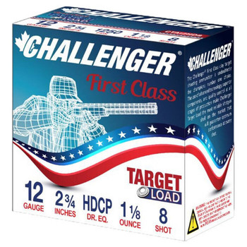 Challenger Target Load 12 Gauge Shotshell Ammunition, 2 3/4 Inch, 1250 FPS, 1 1/8 Ounce, #8 Shot - 250 Cartridge Case ( 25 / 10 / 1 )