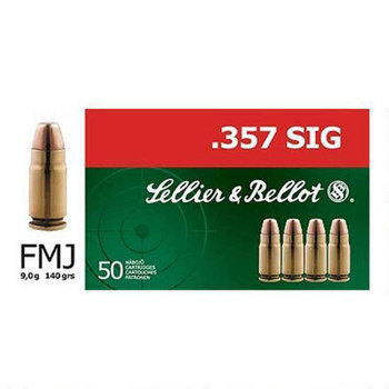 Sellier & Bellot Handgun Hyper Velocity Centerfire Ammunition, 357 SIG, Jacketed Hollow Point, 124 Grain - 50 Cartridge Box ( 50 / 1 )