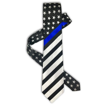Thin Blue Line American Flag Tie, Standard UPC: 818115020192