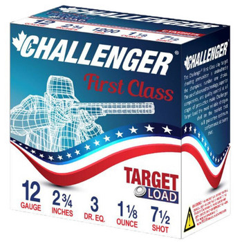 Challenger Target Load 12 Gauge Shotshell Ammunition, 2 3/4 Inch, 1200 FPS, 1 1/8 Ounce, #7 1/2 Shot - 250 Cartridge Case ( 25 / 10 / 1 )