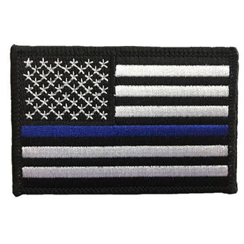 Thin Blue Line American Flag Patch, Velcro, 2 x 3 Inches UPC: 691965265209