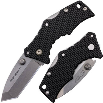 Cold Steel CS27DT Recon 1 Micro 2 Folding Tanto Plain Stonewashed 4034 SS Blade Black GrivEx Handle Includes Pocket Clip UPC: 705442019251