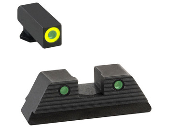 AmeriGlo GL821 Trooper Sight Set for Glock Green Tritium LumiGreen Outline Front Sight-Green Tritium Black Outline Rear Sight