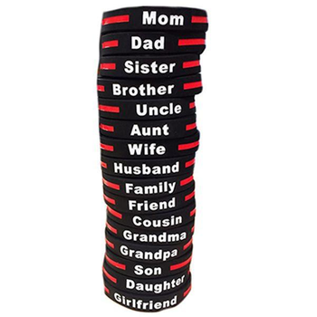 Personalized - Thin Red Line Silicone Bracelet, Dad, 8 Inch UPC: 691965267357