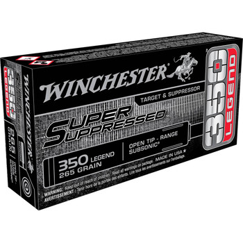 Winchester Super Suppressed Standard Velocity Centerfire Ammunition, 350 Legend, Open Tip Range, 255 Grain - 20 Cartridge Box ( 20 / 1 )