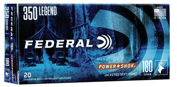 Federal Power-Shok Hyper Velocity Centerfire Ammunition, 350 Legend, Jacketed Soft Point, 180 Grain - 20 Cartridge Box ( 20 / 1 )