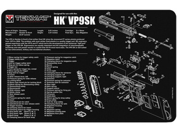 TekMat TEKR17HKVP9SK HK VP9SK Cleaning Mat Black/White Rubber 11"x17" HK VP9SK Parts Diagram