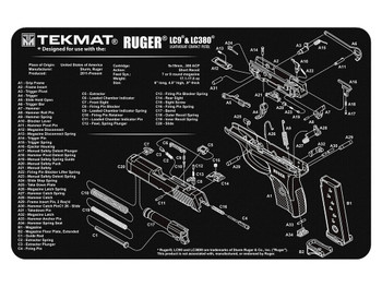 TekMat TEKR17RUGERLC9 Ruger LC9 Cleaning Mat Black/White Rubber 11"x17" Ruger LC9 Parts Diagram